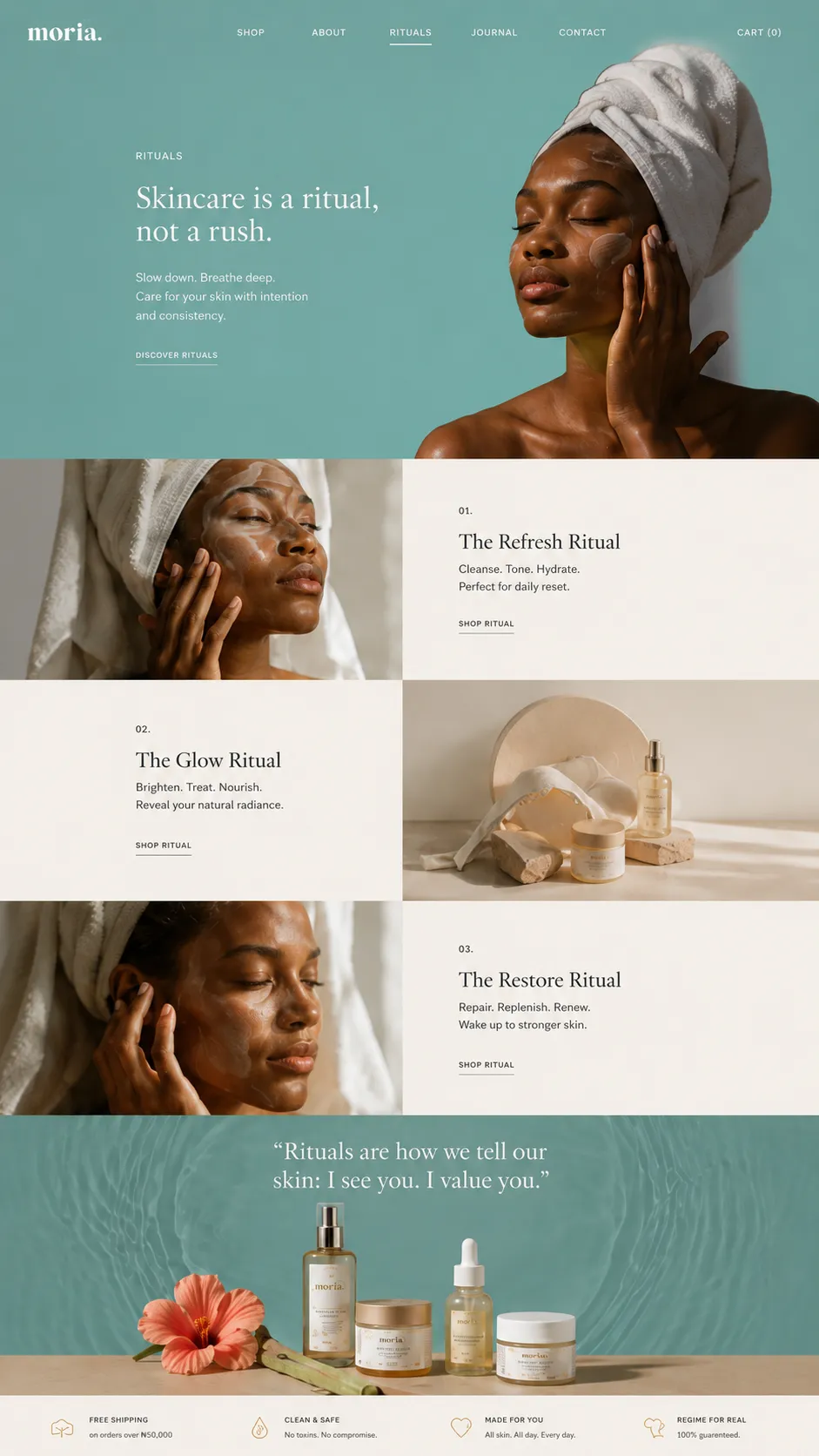 Moria ecommerce screens