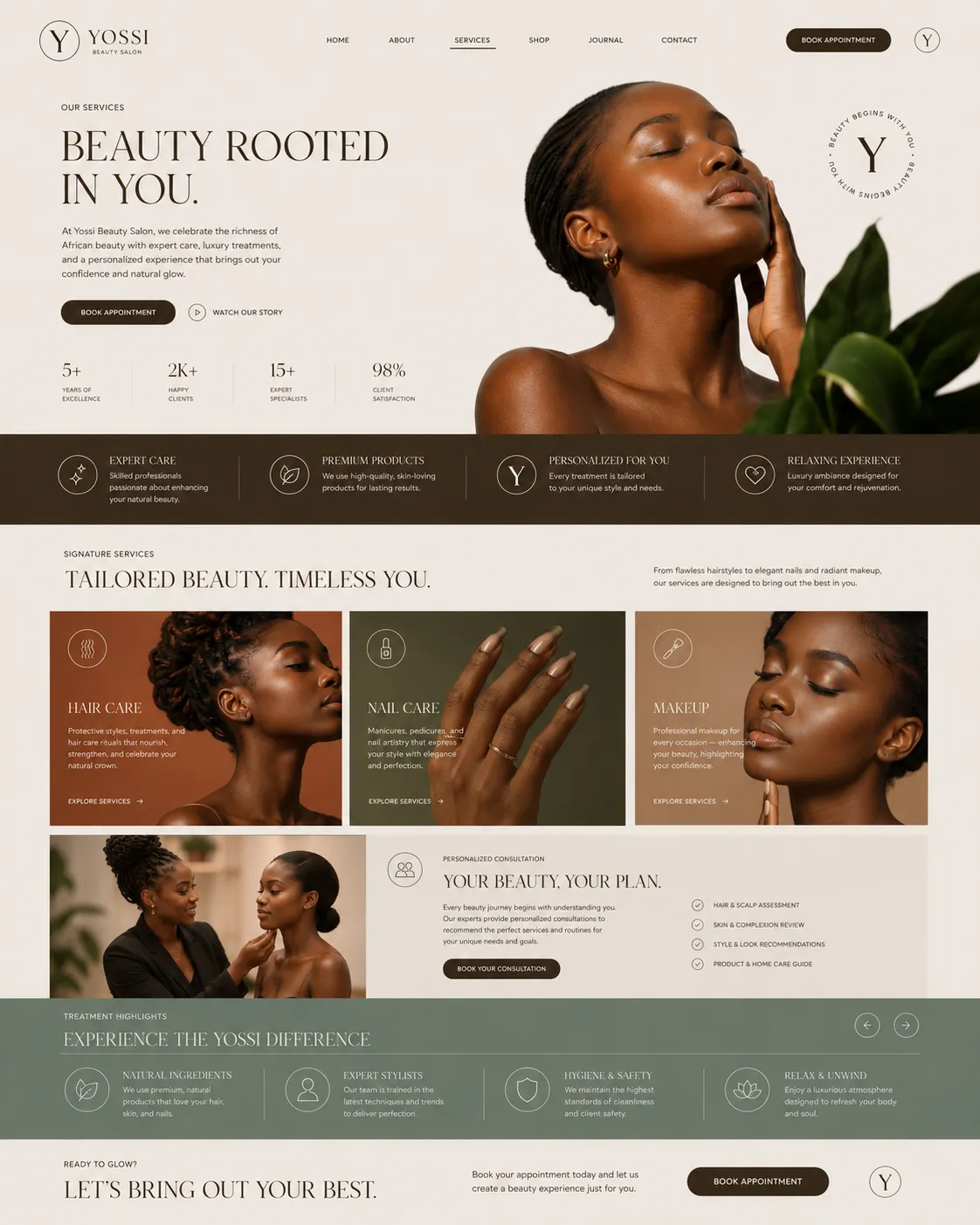 Yossi editorial website screens