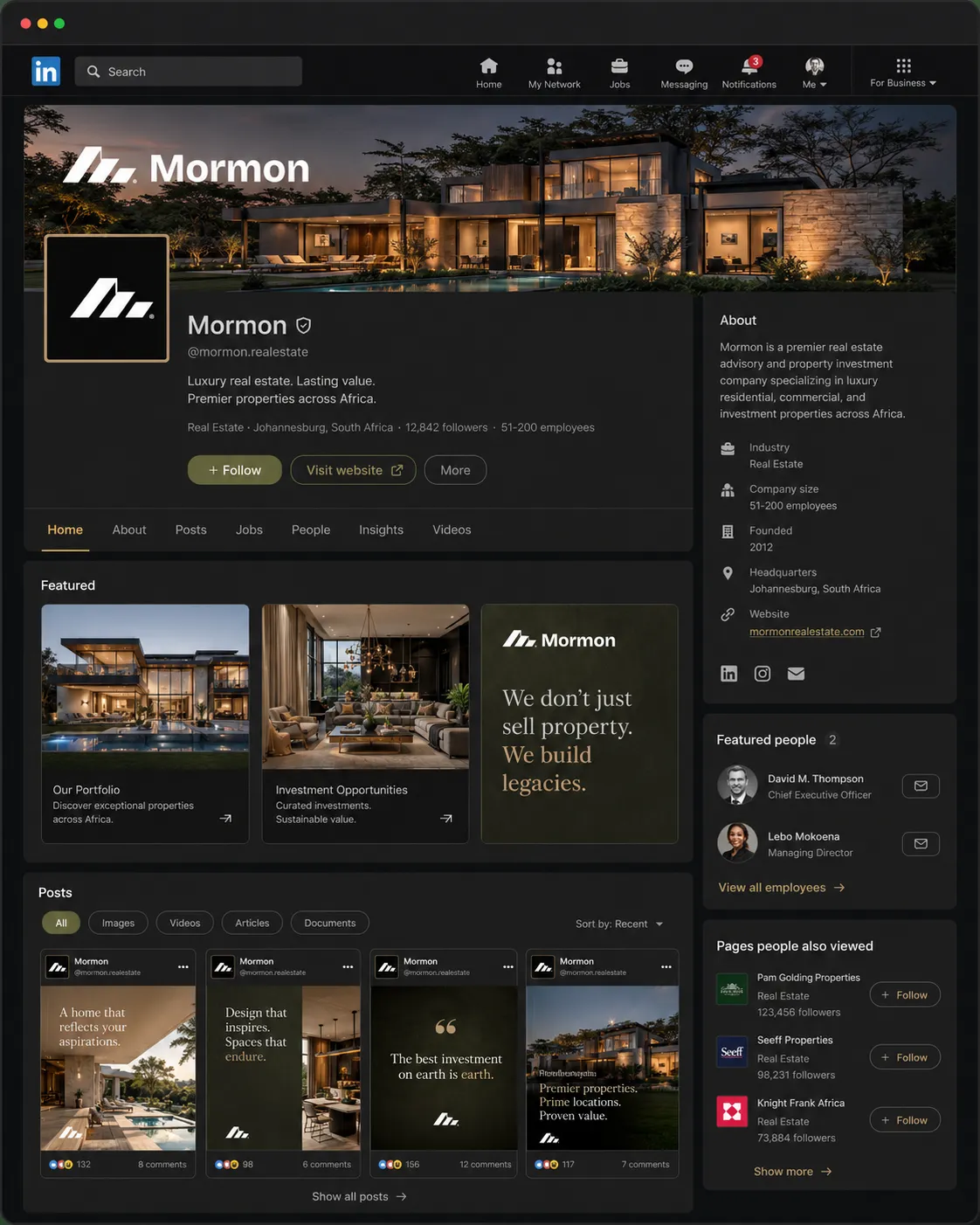 Mormon website dashboard design