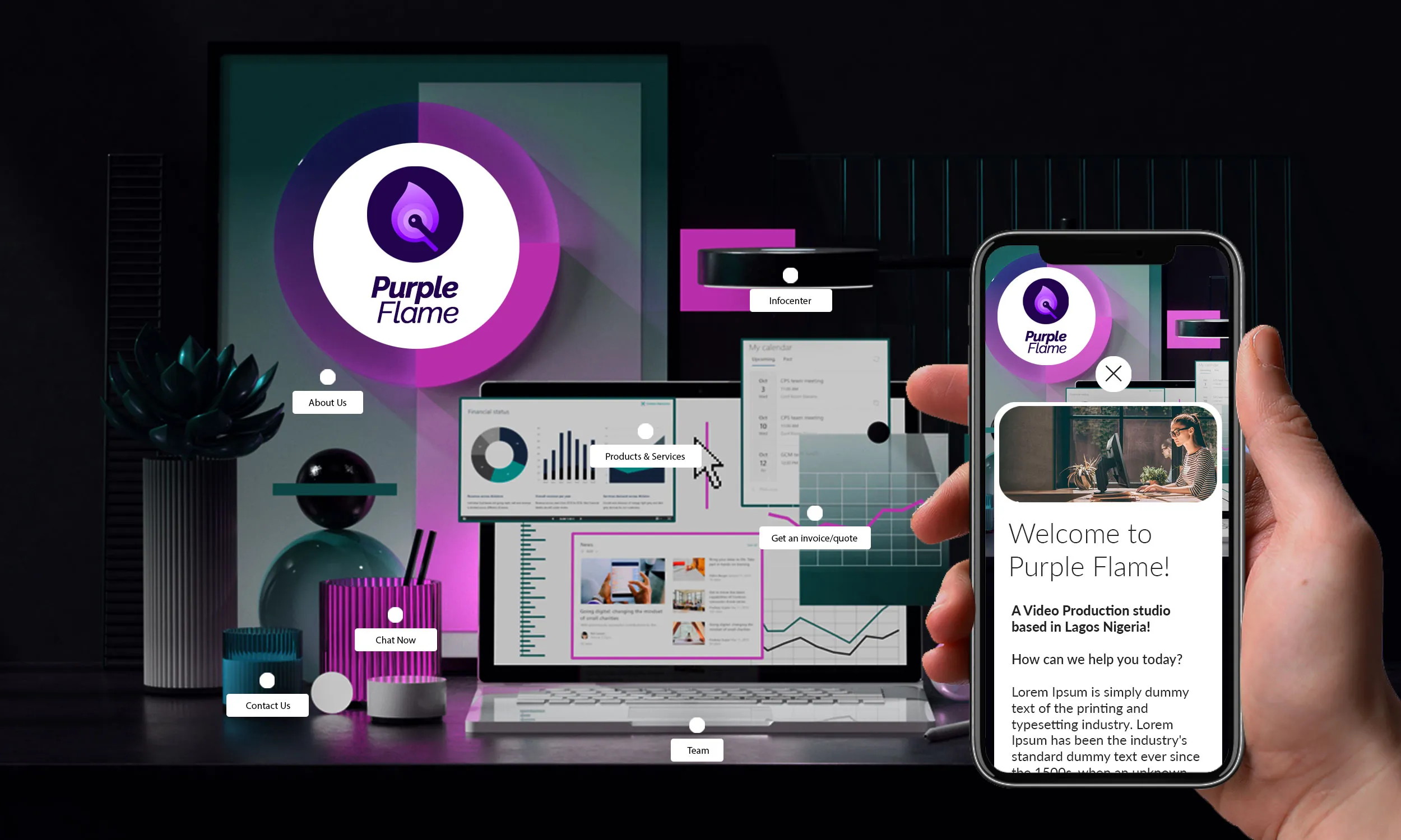 Colourful BiznesXpo business identity and microsite screens
