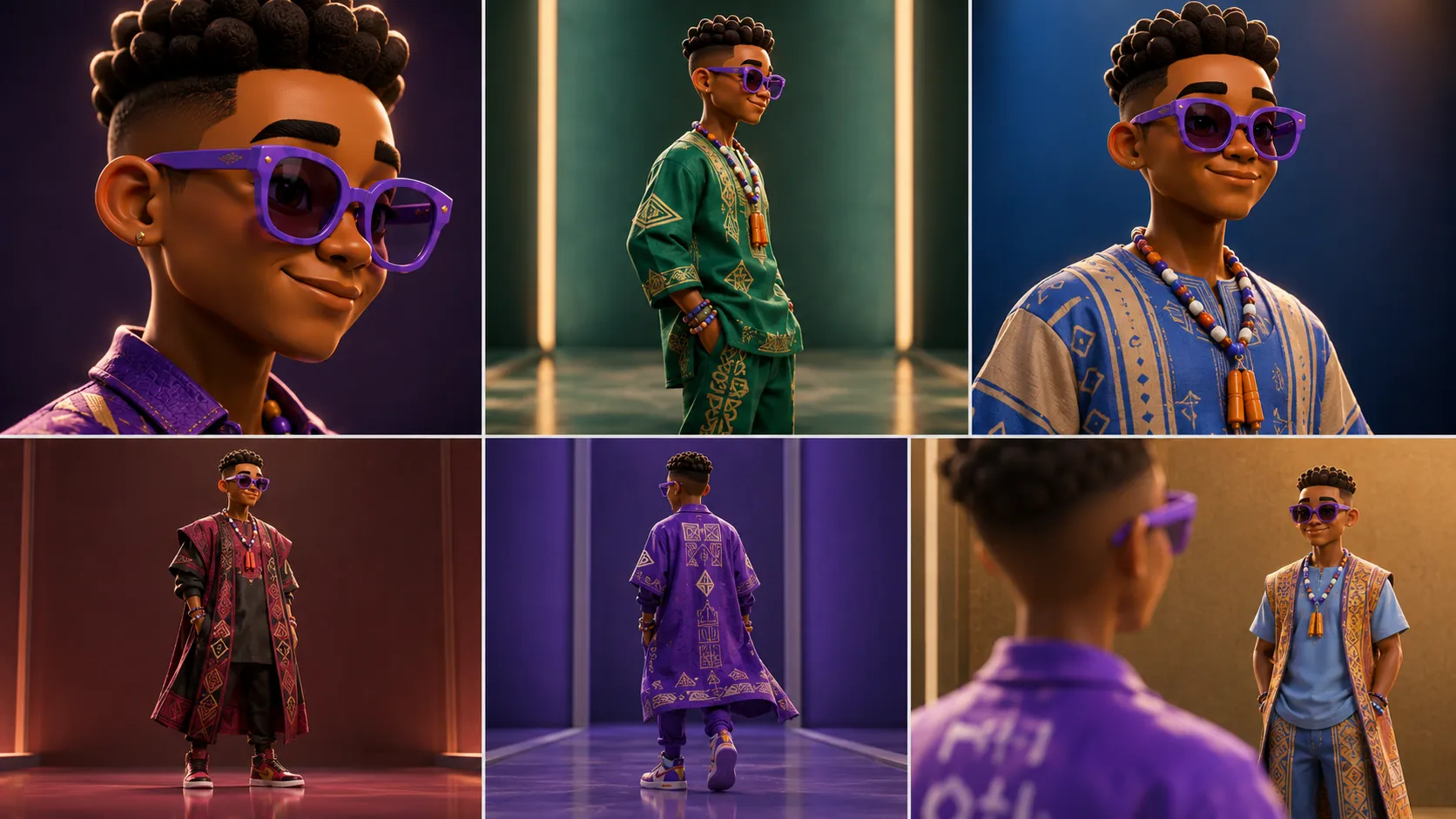 Contact sheet of Nigerian fashion character studies