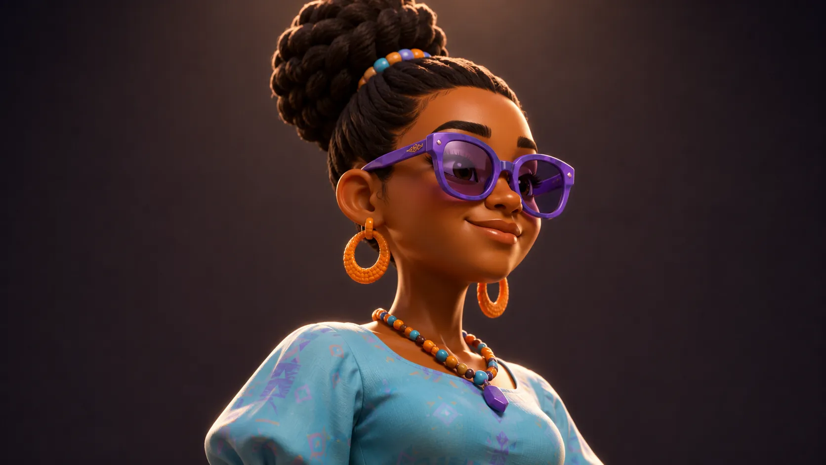 Close portrait of a female Nigerian fashion character