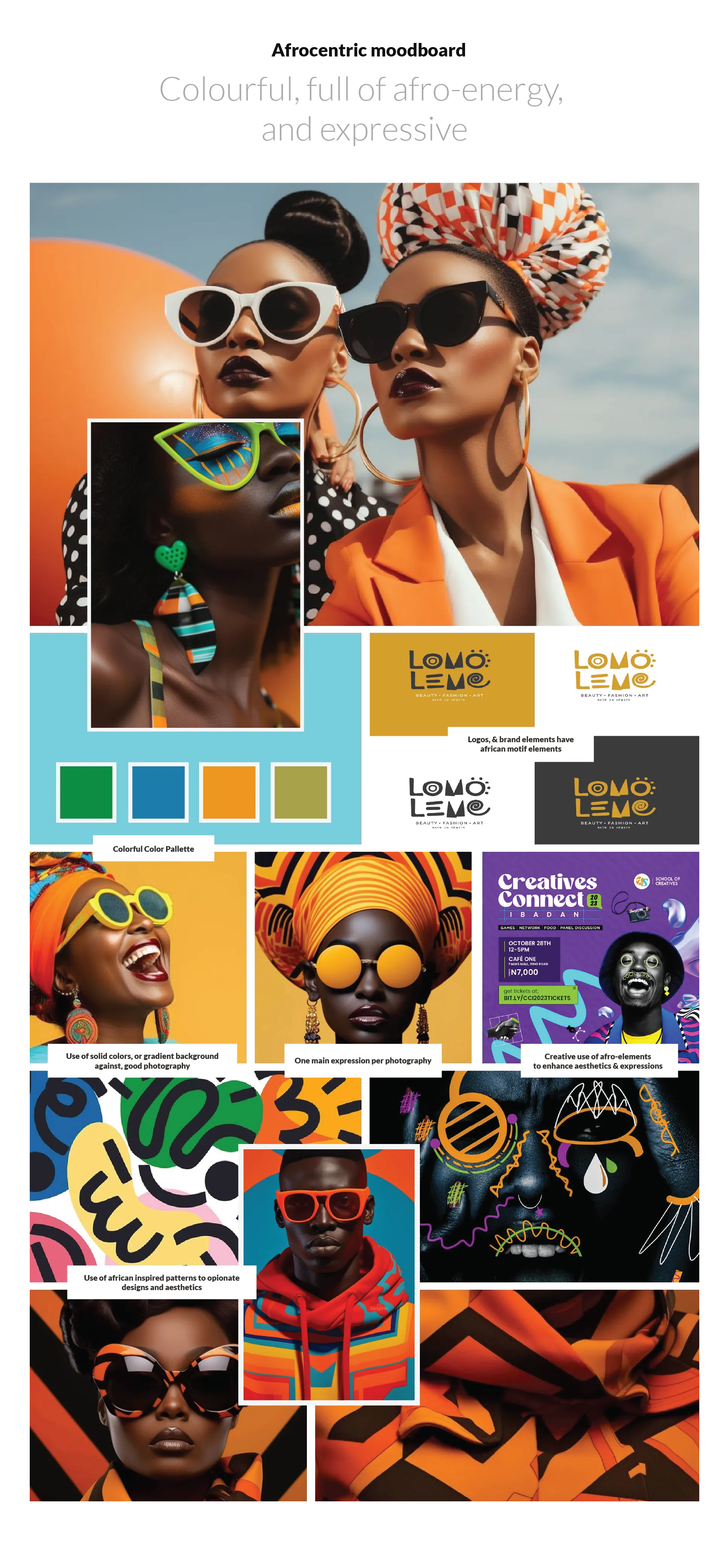 Afrocentric visual research moodboard